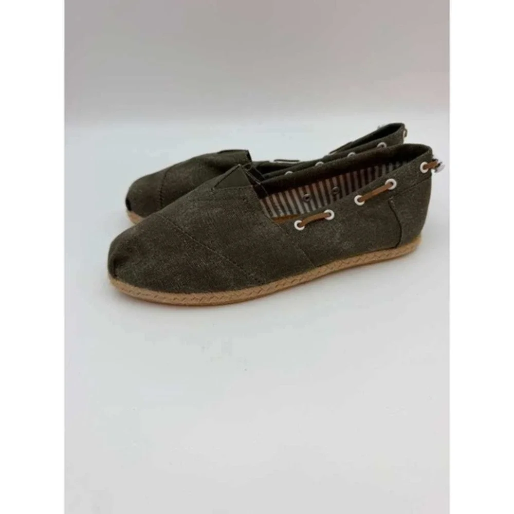Slip-On Canvas Espadrille Shoes Lightweight Flat Women - Khaki - Size 41 US 10.5